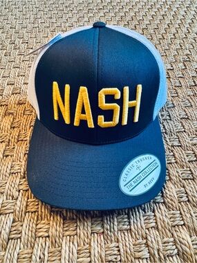 NWT NASH Trucker Hat - Navy with Yellow Embroidery